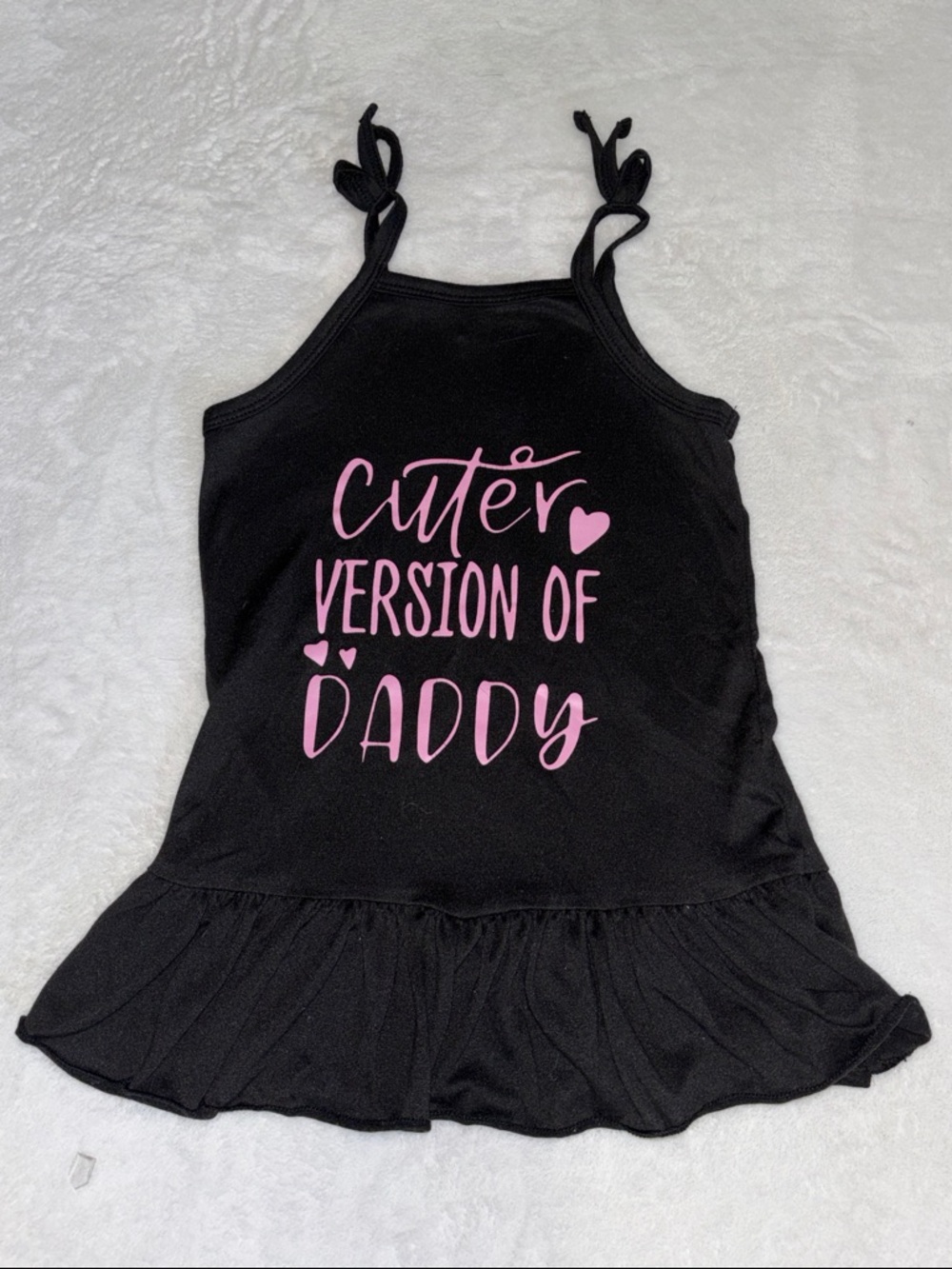 (3 for $10) Black Girls' Tank Dress with Pink 'Cuter Version of Daddy' Graphic